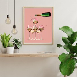 LAENAKR Retro Fashion Champagne Paint by Numbers Kit Paint by Numbers DIY Acrylic Drawing Paintworks Artwork Adults Beginners 16x20inch