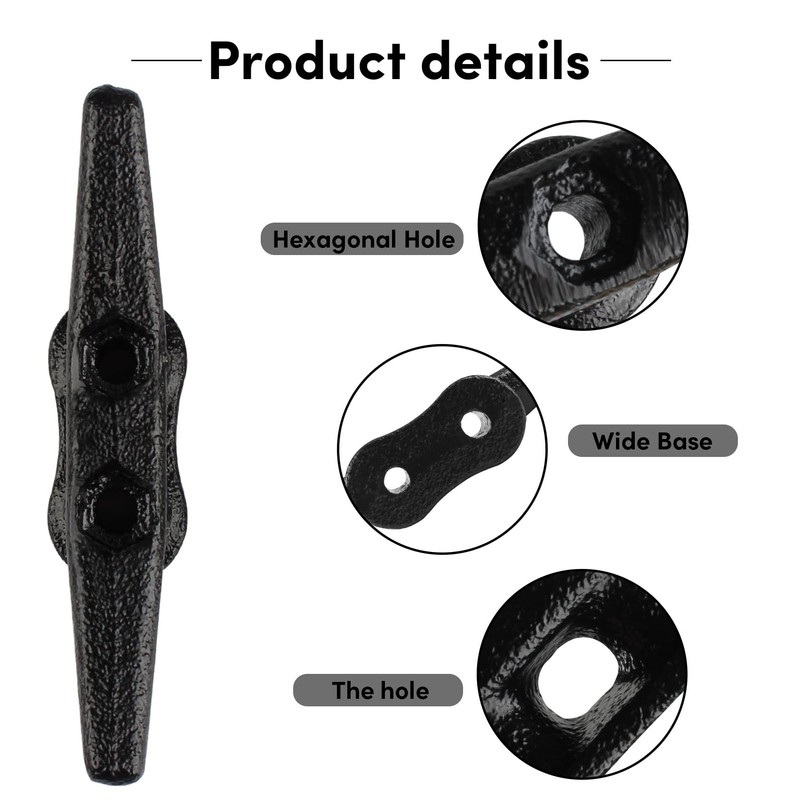 BALAVA Boat Cleats 6 inch,Boat Dock Cleats,Electrophoretic Coated Black Dock