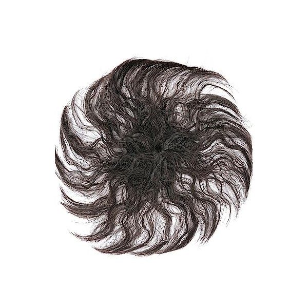 Clip in Rose Base Synthetic Topper with Messy Bangs Fluffy