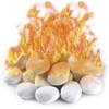 Coosoromas Gas Logs Ceramic Pebbles,24PCS White Gas Fireplace Logs,Inside Fireplace