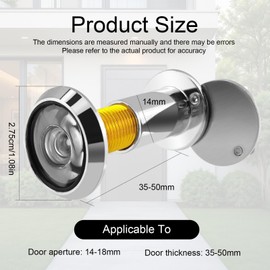 Debbery 1 Pcs Silver Door Viewer with Privacy Cover, Wide Angle Security Peephole Camera for Front Door, Aluminum Alloy Door Peephole Camera for Home Office Hotel