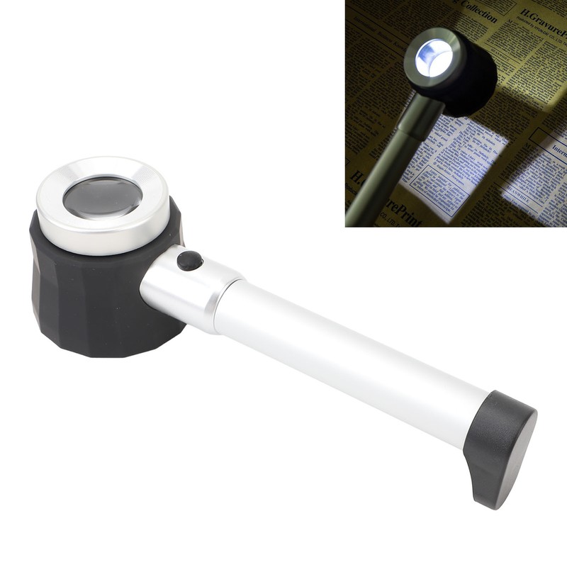 Handheld 45X Magnifier Loupe Optical Glass Magnifying Glass LED Magnifier