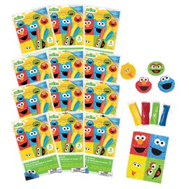 Sesame Street Dough Activity Bags, 12-Pack, Each Bag Includes 4 Packets of 1oz Dough, 4 Dough Cutters, and Character Punch-Out Sheet, Fun Activity Kit for Kids, Party Favors
