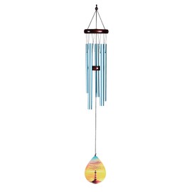 Dicksons Lighthouse John 12:46, Teal 34.75 x 4.6 Inch Aluminum/Wood Noisemaker Windchime