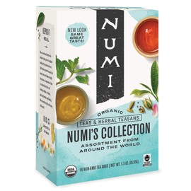 Numi Organic Tea Numi's Collection Variety Pack, 16 Count Box of Tea Bags - Black, Green, White, Pu-erh, Mate, Chai, Rooibos & Herbal Teas (Packaging May Vary)