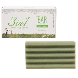 TheBAR 3 in 1 Solid Wash Soap Solid Shampoo, For Whole Body Use, Facial Cleansing, All-in-One, Smooth, 5 Additive-Free, Moisturizing, Solid Wash Floral Citrus Scent, Made in Japan
