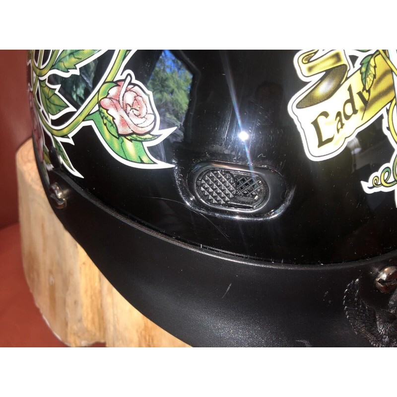 Tennessee Leather Lady Rider Black Dot Approved Motorcycle Helmet With