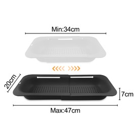Fousenuk Extendable Strainer Basket Over the Sink, Black, Strainer for Sink (36-49 cm), Sink Filter Tray, Expandable Kitchen Strainer, Sink Strainer for Sinking, Draining and Defrosting