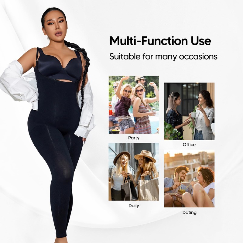 Suprenx Open Bust Bodysuit Shapewear for Women Tummy Control Thigh