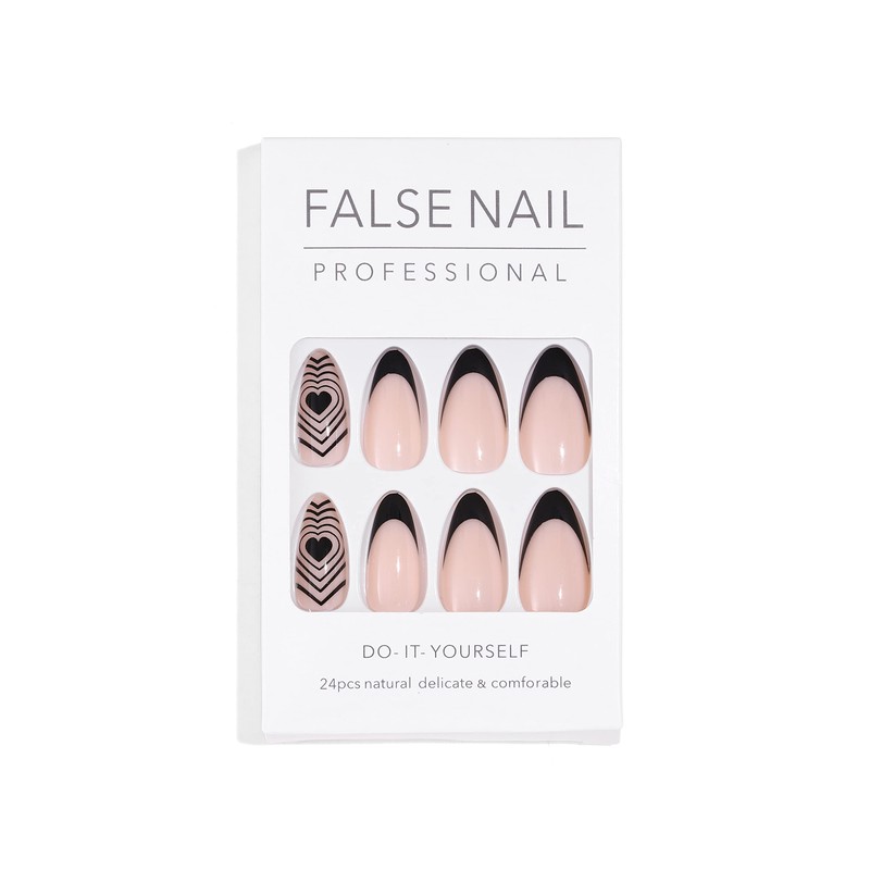 Sethexy Abstract Stiletto False Nails Nude Pink Nails Stick On