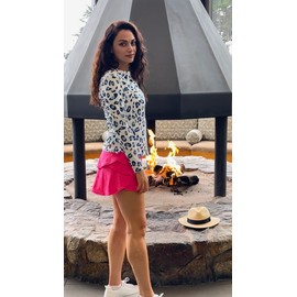 Plus Size Leopard Golf Polo Women Patterned Long Sleeve Golf Shirts with Collar