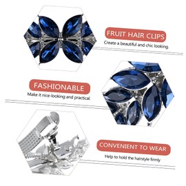 Austrian Crystal Bridal Hair Barrettes, Rhinestones Vintage Hair Clips, Sparkly Glitter Crystal Hairgrip Wedding Hair Headwear Accessories for Women Girls (Navy Blue-c)