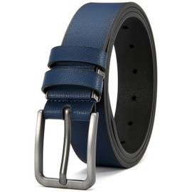 DOOPAI Mens Belt - Blue belts for men，Leather Dress Belt Casual Wear Jeans Classic belt 1.25", Adjustable Trim to Fit Everywher