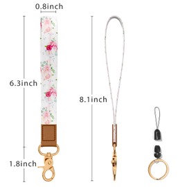 ZAXMEY Wrist Lanyard for Keys, Cute Wrist Strap Lanyard, Key Chain Holders, Wristband Key Chain, Key Wrist Straps, Car Key Holder for Men and Women, Pink Rose