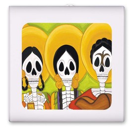 Plug in Dimmable LED Night Light with Dusk to Dawn Auto Sensor, Adjustable Brightness, Warm Light, Auto On-Off Nightlight for Bathroom, Hallway, Nursery, Bedrooms - Trio Las Panchas Day of The Dead