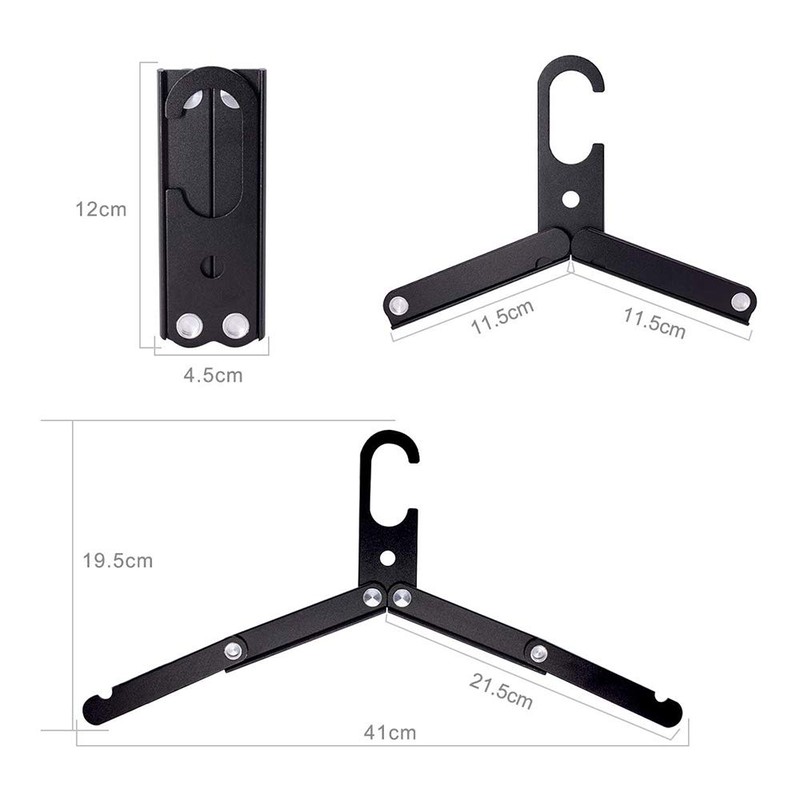 prendre PR-ALUMIHANGER-BK Aluminum Alloy Folding Hanger, Compact, Portable, Portable, Laundry