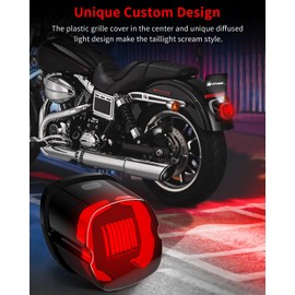 NTHREEAUTO Smoked LED Strobe Brake Tail Light Rear Taillight Compatible with Harley Dyna Road King Electra Glide Sportster Heritage Softail Fatboy Touring