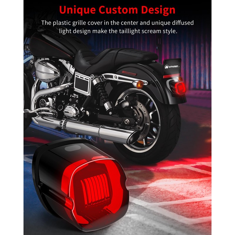 NTHREEAUTO Smoked LED Strobe Brake Tail Light Rear Taillight Compatible