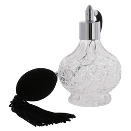 Topxome 100ml Clear Crystal Vintage Style Perfume Bottle Long/Short Spray Tassels Atomizer Pump Refillable Glass Bottles Lady Makeup Tool (Long Black)