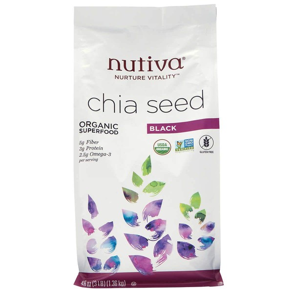 Nutiva Organic, non-GMO, Premium Black Chia Seeds, 48-ounce
