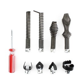 Amonk 9-Piece Drain Snake Drill Attachment Heavy-Duty Drain Cleaning Set for Drain Snake Machine Includes 4 Cutters and 4 Spiral Drills for Kitchen, Bathroom and Shower Sink