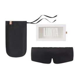 Lunya Weighted Silk Sleep Mask – Mulberry Silk Eye Cover with Cooling Glass Beads, Noise-Reducing Fit, Washable Fabric, and Travel Pouch – Sleeping Mask for Men and Women - Black – Large