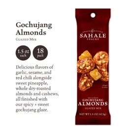 Sahale Snacks Gochujang Almonds Glazed Mix, 1.5 oz Bags (18 Packs) - Dry-Roasted Deluxe Mixed Nuts Inspired By Traditional Korean BBQ - Non-GMO, Kosher, & Certified Gluten-Free Snacks