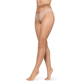 BANANALU 8 Denier Ultra Transparent Elastic Tights for Summer, Bronze Set of 3, M