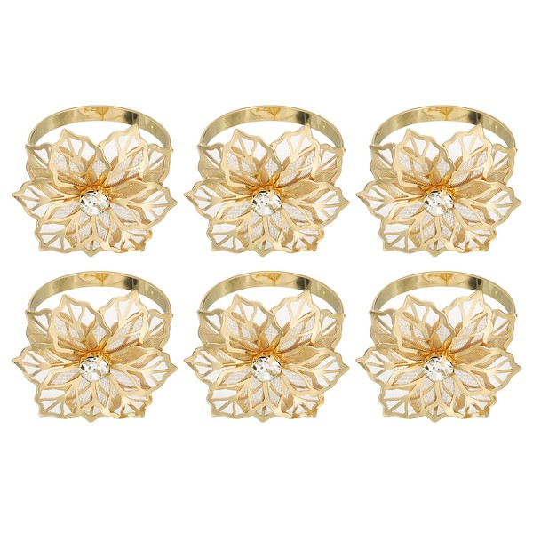 sourcing map 12Pcs Metal Napkin Rings, Flower Table Napkin Holders