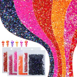 qiipii 6 Bags Colorful Rose & Red Series Resin Rhinestones for Bedazzling Crafting 3mm 4mm 5mm Mix Flatback Stones Gems Diamonds for Nails Face Eyes Makeup DIY Crafts Tumblers Bottles Clothing Phones