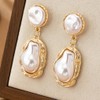 Chunky Gold Baroque Pearl Dangle Earrings for Women Vintage Pearl