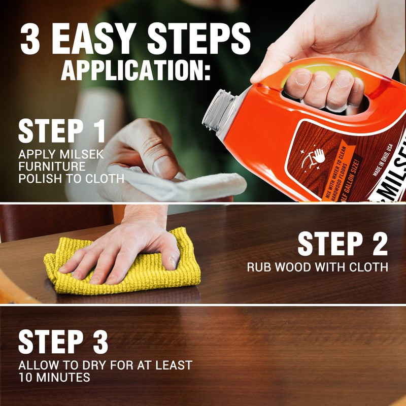 Milsek Furniture Polish and Wood Cleaner with Orange Oil -