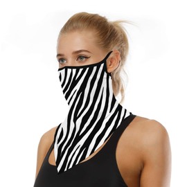 YAYOUREL Zebra Animal Bandana Neck Gaiter Face Mask Covering Bandanas for Men Women Summer UV Cooling Face Scarf Mask Cover Ear Loop Hole Triangle Facemask for Fishing Running Cycling Hiking
