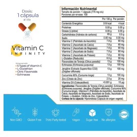 Eternal Nutrition Infinity Vitamina Glutatión 100 Cápsulas Complejo Zinc Flavonoides Porciones 770 Defensas Antioxidante Potente Síntesis Colágeno