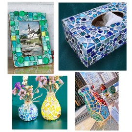 200 g Crystal Mosaic Glass Tiles, Irregular Colourful Small Mosaic Stones Glass Pieces for Crafts, Home Decoration (Black)