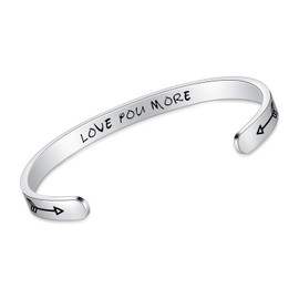 SAM & LORI Gifts for Wife Bracelets for Women Mother Daughter Teen Love Gift Best Friend BFF Long Distance Friendship Love You More Cute Cuff Quotes Bracelet