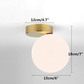 BOKT Modern Wall Sconce Lamp Glass Globe Wall Mounted Bedside Wall Lamp Bathroom Vanity Light Fixture(6 inch)