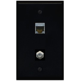 RiteAV 1 Gang Wall Plate (Black) 2 Port - Cat6 (Shielded) Coax (Black)