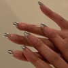 Uñas Francesas Plateadas, Uñas Almendradas Medianas, Uñas Francesas Adhesivas Para
