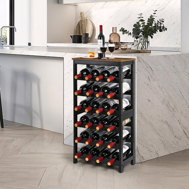 VASMIA Wine Rack Freestanding Floor, 6 Tier Bamboo Wine Storage