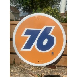 Union 76 Gasoline Orange Round Metal Sign Tin Vintage Gas Oil Garage Rustic