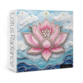 3D Crystal Diamond Lotus Jigsaw Puzzle 1000 Piece for Adult, Art Aesthetic Pretty Jewel Jigsaw Puzzles, Difficult Flower Plant Embroidery Puzzle