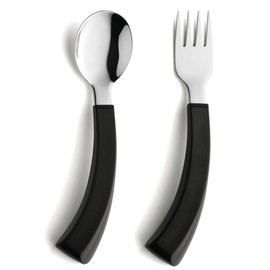FabaCare Seniors Cutlery Fork and Spoon Set, Especially for Right-Handed Users, Ergonomic Cutlery Special Cutlery, Arthritis Cutlery, Curved, for Restricted Hand Motor Skills