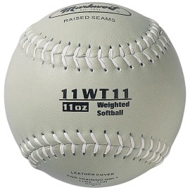 Markwort Weighted Softballs 11 inch Leather Cover Throwing Training Aids - 11 ounce