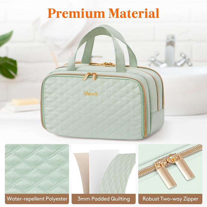 Lifewit Travel Toiletry Bag with Handle, Large Wide-Open Makeup Cosmetic