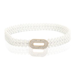 NiceYnn Pearl Elastic Belt Crystal Waistband, Bling Rhinestone Waist Chain Wedding Sash Bridal Belt Body Chain for Women Girl Bridesmaid Dress Evening Gown