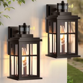 OPAXIS Outdoor Motion Sensor Light, 2 Pack Outside Sconce, Bronze Motion Sensor for Outside, Anti-Rust, Outdoor Light Fixture with Tempered Clear Glass for House, Garage,Entryway, Waterproof