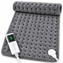 Heating Pad for Back, 17 x 33 in, 9 Heat Settings, 4 Timers, Gray