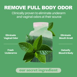 Body Deodorizing Supplement, Natural Internal Odor Control Pills for Men & Women, Chlorophyll Capsules for Skin, Breath, and Gut Health (60 Capsules)