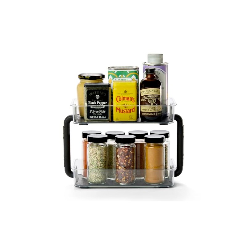 madesmart Two Level Spice Organizer, Clear/Carbon